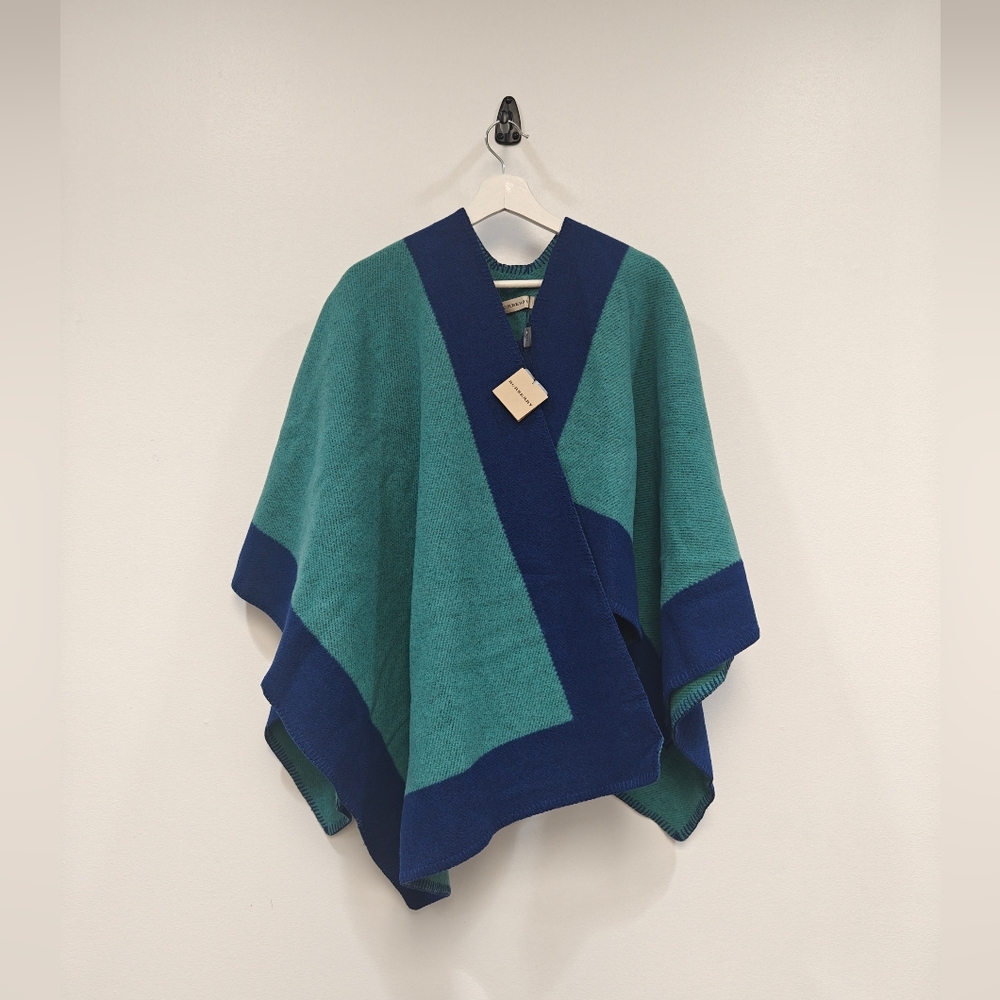 Teal and Navy Women's Knit Wrap Poncho
